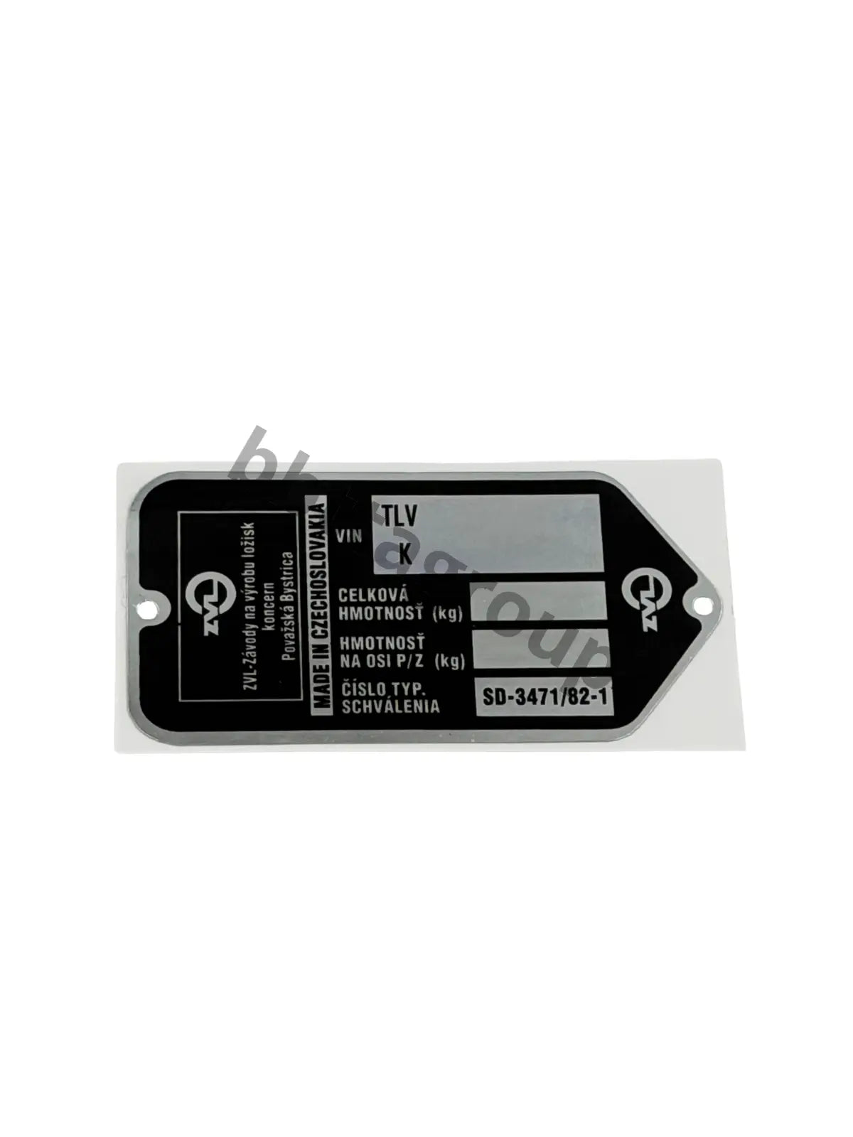 Type plate - adhesive - Label only